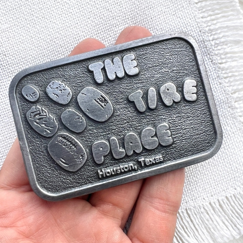 VINTAGE The Tire Place Houston TX Belt Buckle Unisex